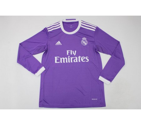 Real Madrid 16/17 Away Purple Long Sleeve Soccer Jersey